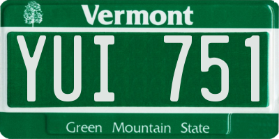 VT license plate YUI751