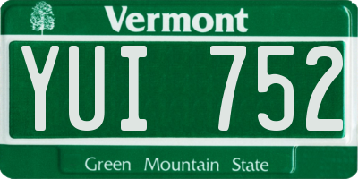 VT license plate YUI752