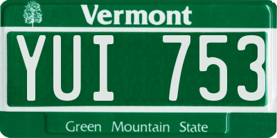 VT license plate YUI753