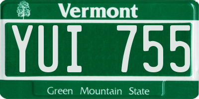 VT license plate YUI755