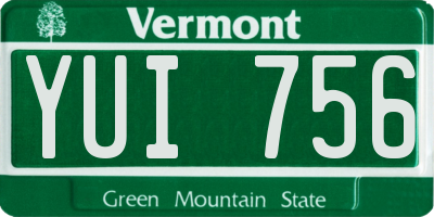 VT license plate YUI756
