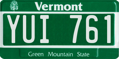 VT license plate YUI761