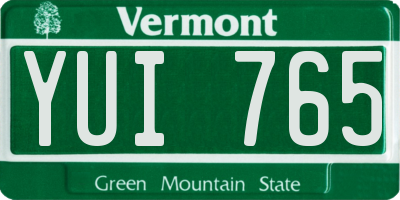 VT license plate YUI765