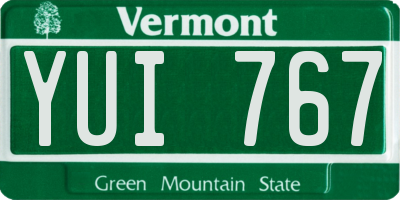 VT license plate YUI767