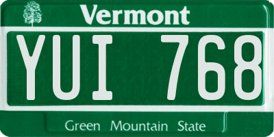 VT license plate YUI768