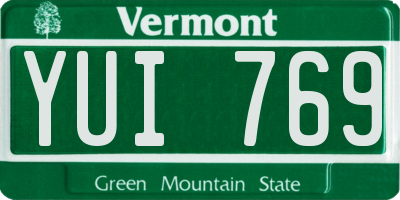 VT license plate YUI769