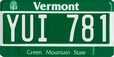 VT license plate YUI781