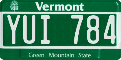 VT license plate YUI784