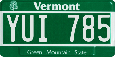 VT license plate YUI785
