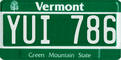 VT license plate YUI786