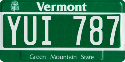 VT license plate YUI787