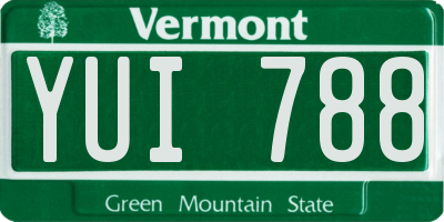 VT license plate YUI788