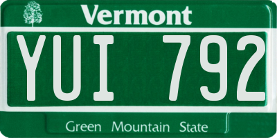 VT license plate YUI792
