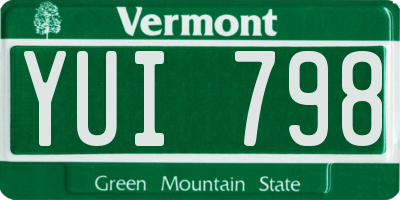 VT license plate YUI798