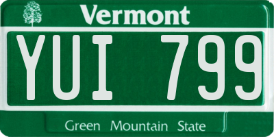 VT license plate YUI799