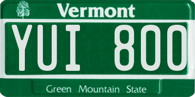VT license plate YUI800