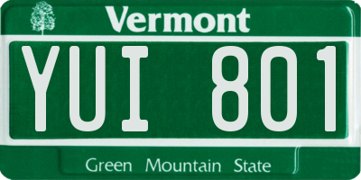 VT license plate YUI801