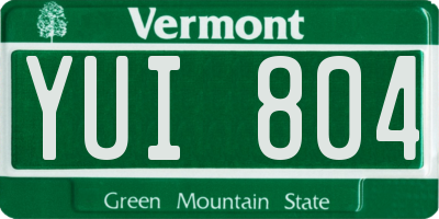 VT license plate YUI804
