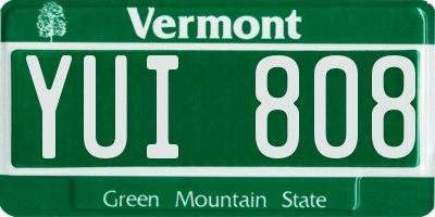 VT license plate YUI808
