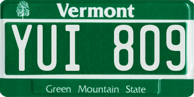 VT license plate YUI809