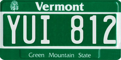 VT license plate YUI812