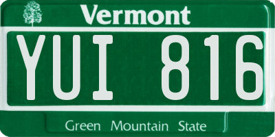 VT license plate YUI816