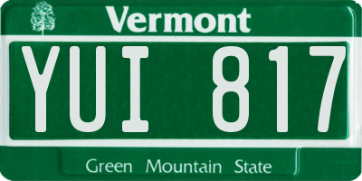 VT license plate YUI817