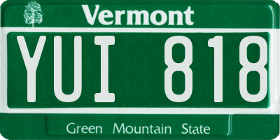 VT license plate YUI818