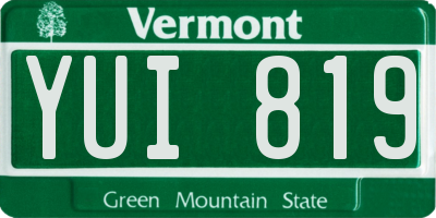 VT license plate YUI819