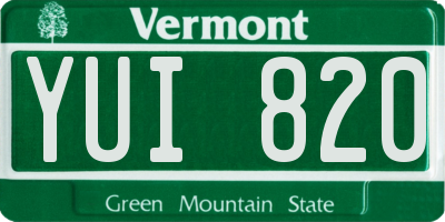 VT license plate YUI820