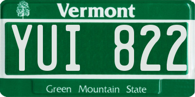 VT license plate YUI822
