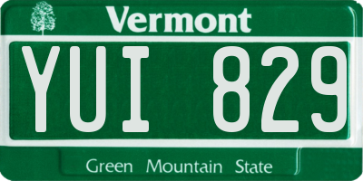 VT license plate YUI829