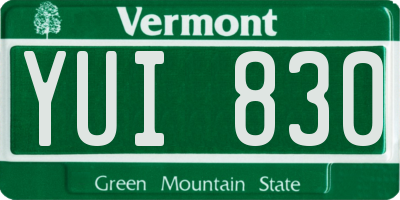 VT license plate YUI830