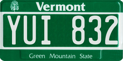 VT license plate YUI832