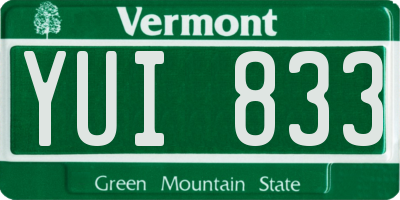 VT license plate YUI833