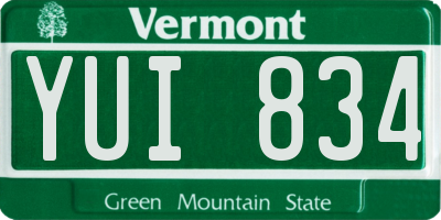 VT license plate YUI834