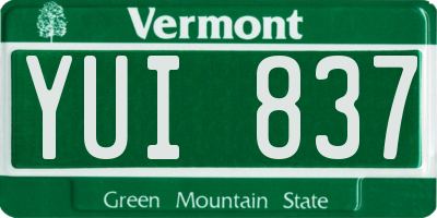 VT license plate YUI837