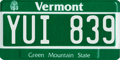 VT license plate YUI839
