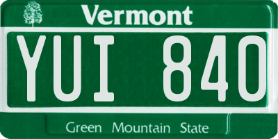 VT license plate YUI840