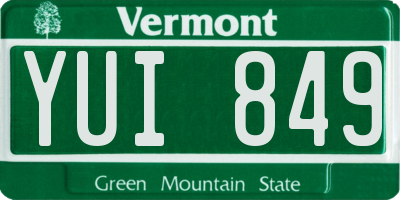 VT license plate YUI849