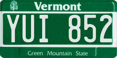 VT license plate YUI852