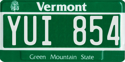 VT license plate YUI854