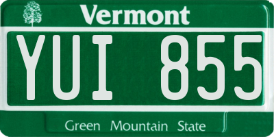 VT license plate YUI855