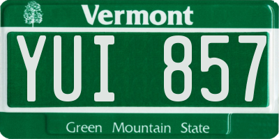 VT license plate YUI857