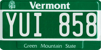 VT license plate YUI858
