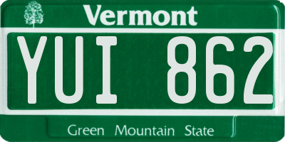 VT license plate YUI862