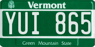 VT license plate YUI865