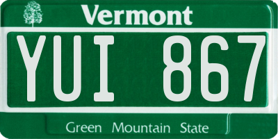 VT license plate YUI867