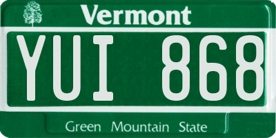 VT license plate YUI868