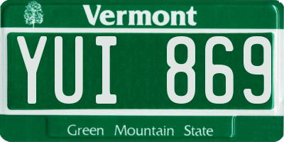 VT license plate YUI869
